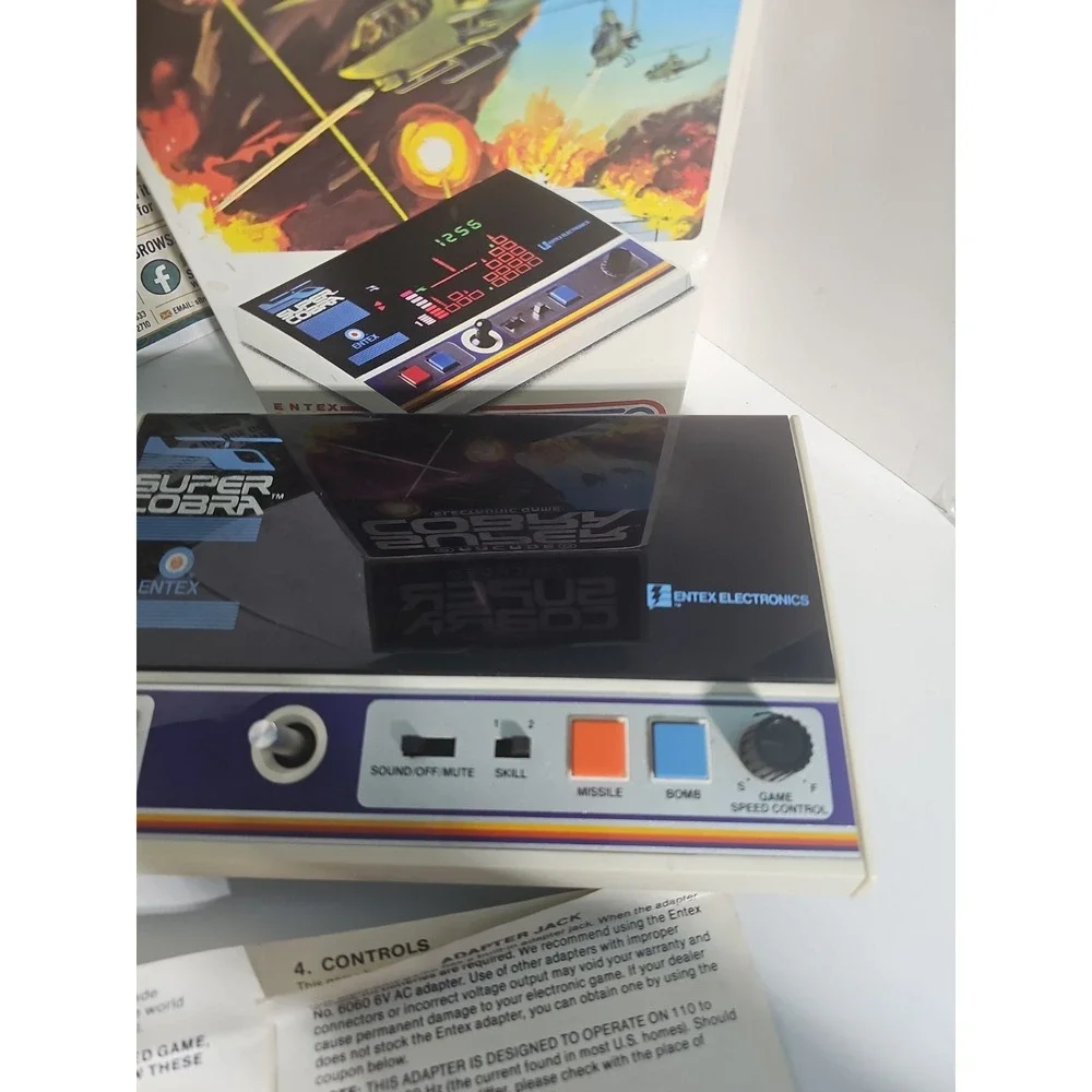 Vintage Entex Super Cobra rare handheld arcade game Tested Works Box N Manuel